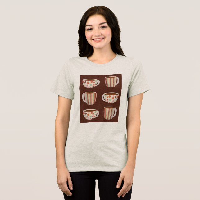 Varm cirkelmönster på kaffekoppar t shirt (Framsida Full)