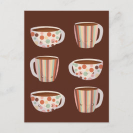 Varm cirkelmönster på koppar kaffe vykort