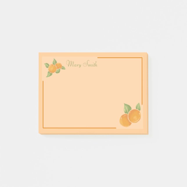 Varm citrus apelsin kantdesign post-it block (Framsida)