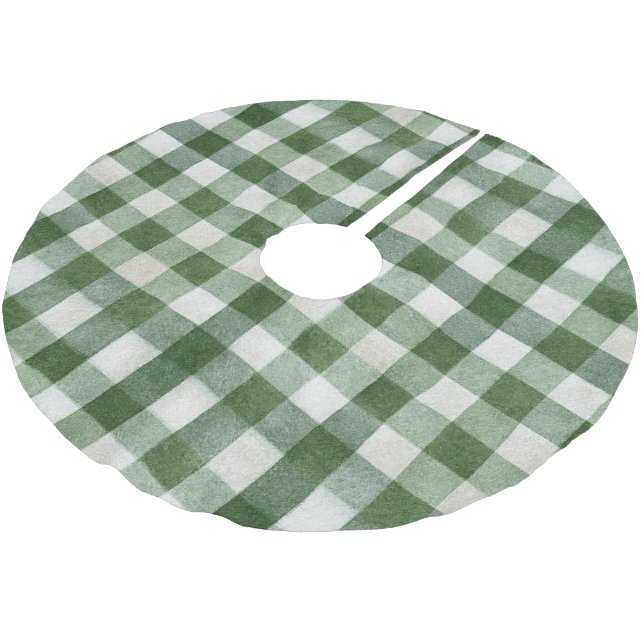 Varm Crème Grön Karo Ränder Jul   Julgransmatta Borstad Polyester (Vinklad)
