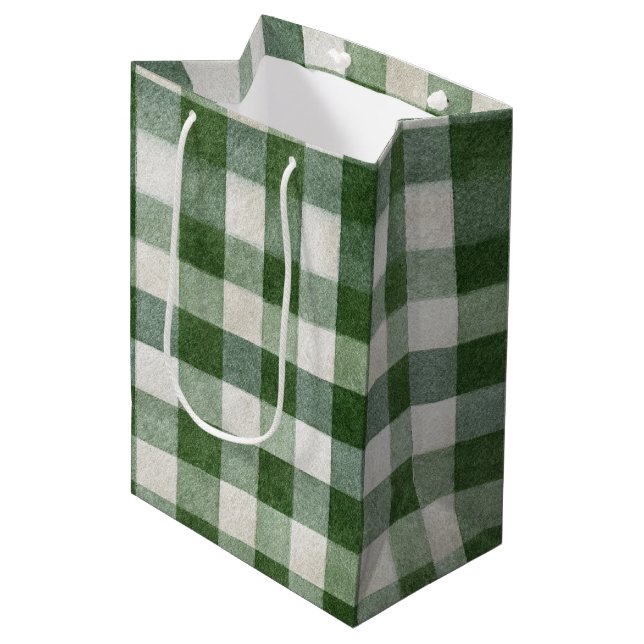 Varm Crème Grön Plaid Ränder Jul (Framsidan Vinklad)