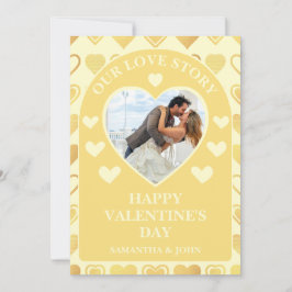 Varm Crème Minimal Hjärtan Valentine’s Gåva Foto Julkort