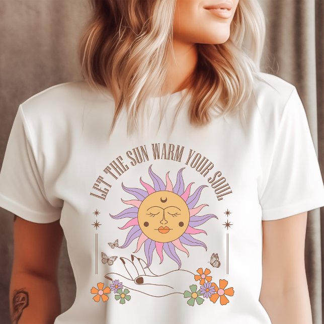 Värm Din Själ Retro Boho Sol T Shirt (Skapare uppladdad)