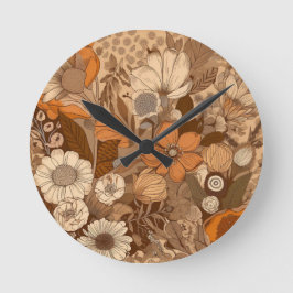 Varm Earth Tone Bohemian Wall Clock Rund Klocka