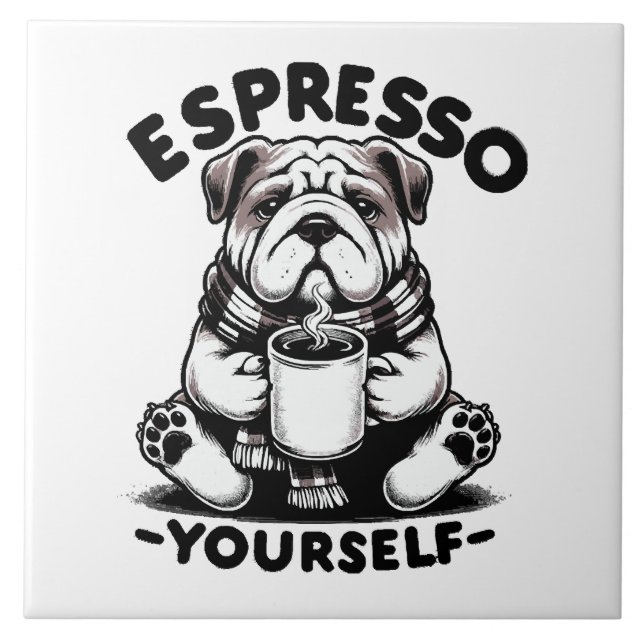 Varm Espresso Bulldog Kakelplatta (Framsidan)