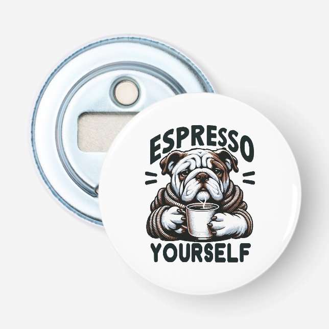 Varm Espresso Bulldog - Mysig Kaffe  Flasköppnare (Framsidan)