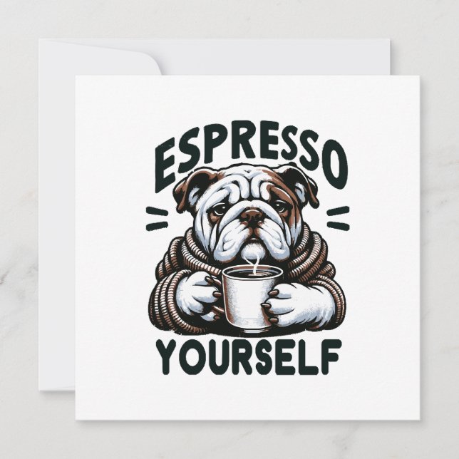 Varm Espresso Bulldog - Mysig Kaffe  Inbjudningar (Framsida)