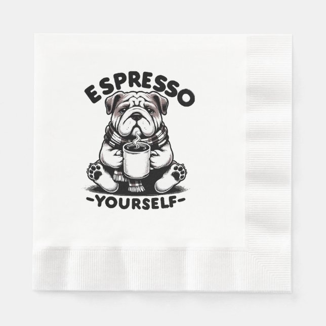 Varm Espresso Bulldog Pappersservett (Framsidan)