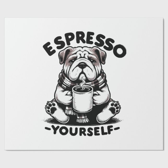 Varm Espresso Bulldog Presentpapper (Platt)