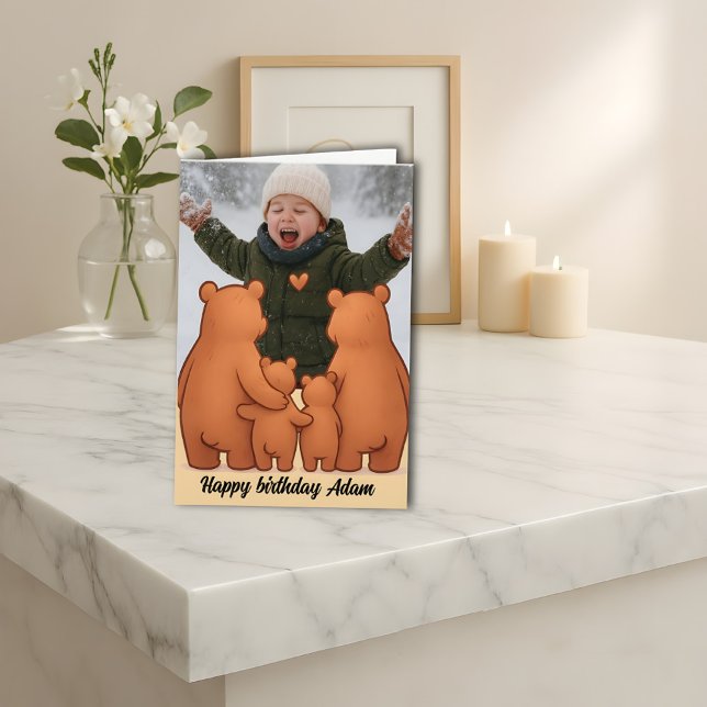 Varm familj Björnar Solnedgång Presentkort Design Kort (Skapare uppladdad)