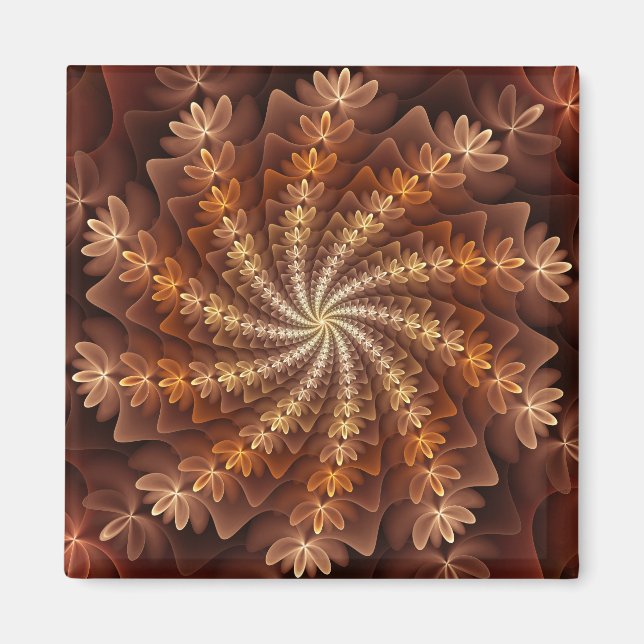 Varm Färg, Modern Abstrakt Fractal Art Mönster Magnet (Framsidan)