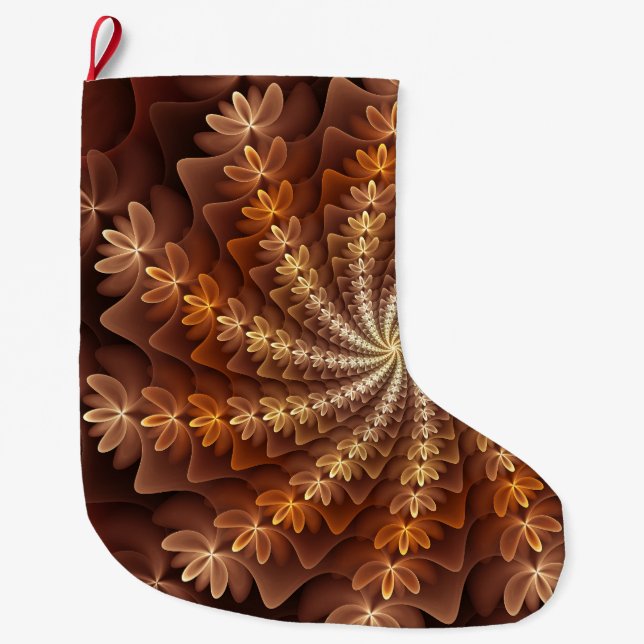 Varm Färg, Modern Abstrakt Fractal Art Mönster Stor Julstrumpa (Framsidan)