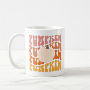 Varm Färgad - nedfall Retro Pumpkin Text Kaffemugg