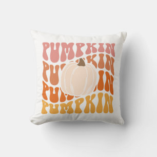 Varm Färgad - nedfall Retro Pumpkin Text Kudde