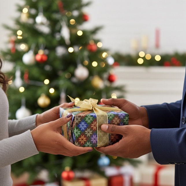 Varm färgfull jul Poinsettia Flower Mönster Presentpapper (Elegant holiday gift wrapping paper)