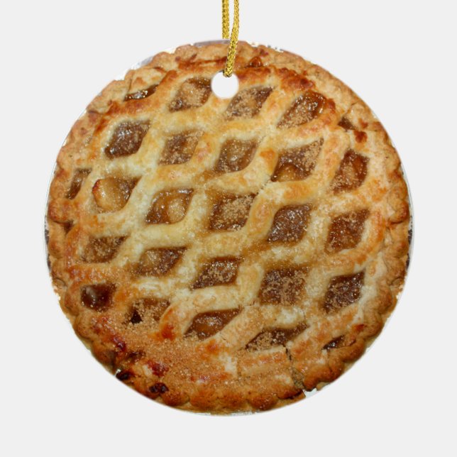 Varm färsk äppelpaj julgransprydnad keramik (Framsidan)