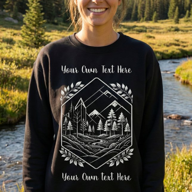 Varm fjäll hexagon skog Din text T Shirt (Warm Mountain Forest Sweatshirt. Perfect for chilly outdoor trekking and adventure gifts!)