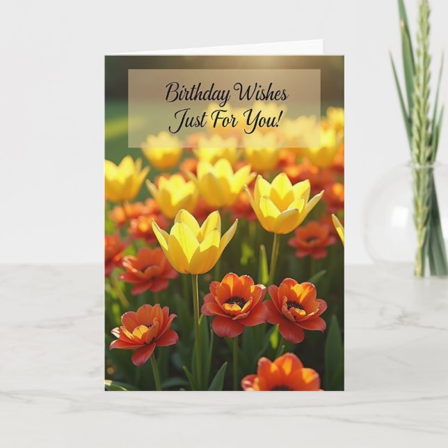 Varm födelsedag Solig blomsterkort Kort (Framsida)