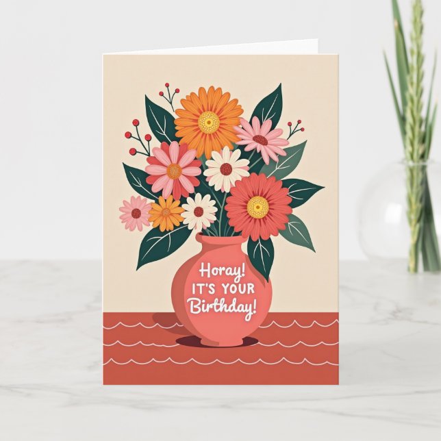 Varm födelsedagskort med blommor kort (Framsida)