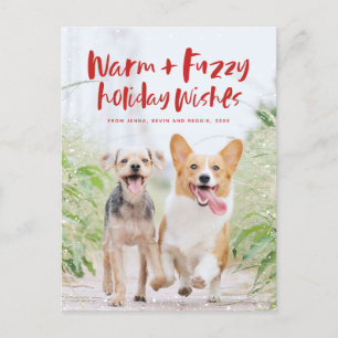 Varm Fuzzy önskemål helgdag-vykort för husfoto Helg Vykort