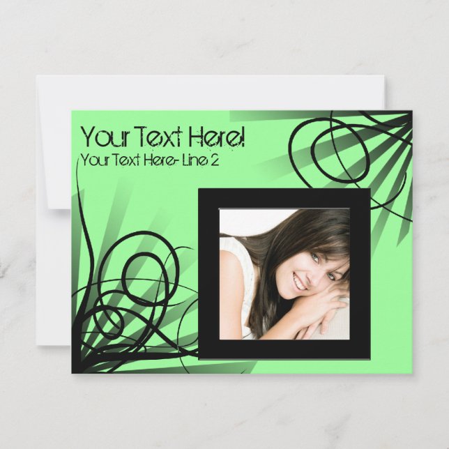 Varm grön virvel festinbjudan inbjudningar (Framsida)