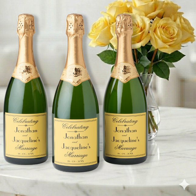 Varm Gul Bröllop Enkel Elegant Svart Skrift (Ready for a celebration? Bright, joyful and warmly elegant.)
