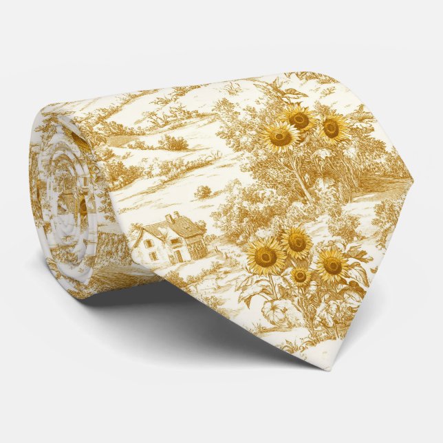 Varm guld farmhouse solros toile-mönster slips (Rullad)