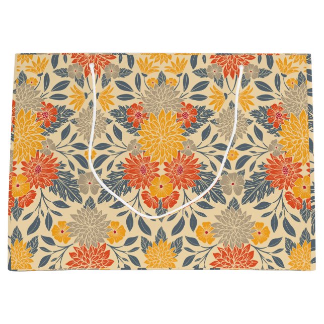 Varm Gult, Orange och blå Blommigt (Framsidan)