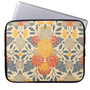 Varm Gult, Orange och blå Blommigt Laptop Fodral