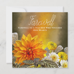Varm gyllene blomsterlärare Avskedsuppskattning Tack Kort