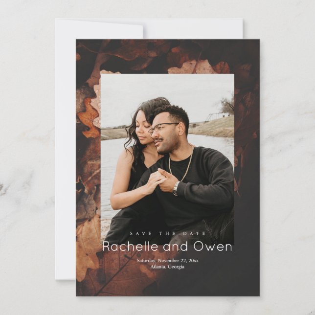 Varm Höst färger foto Bröllop spara datum Datumet (Framsida)