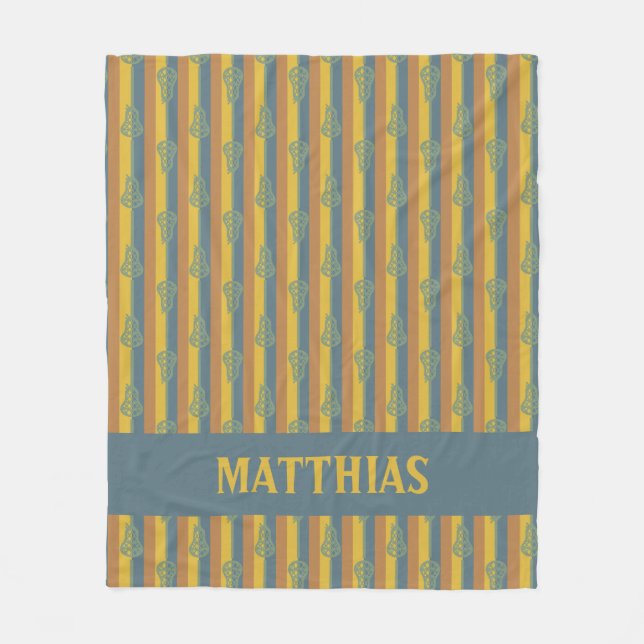 Varm Höst färger Retro Lacrosse Sticks och Rand Fleecefilt (Framsidan)