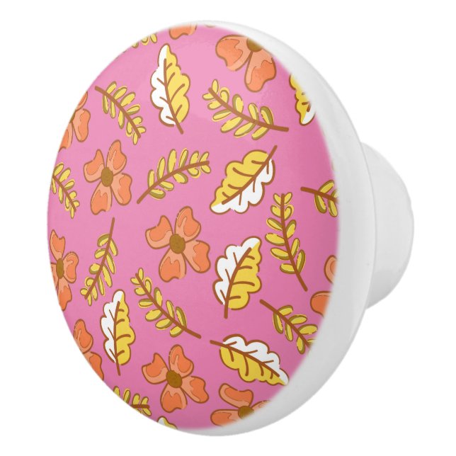 Varm Höst löv med blommor Knopp (Höger)