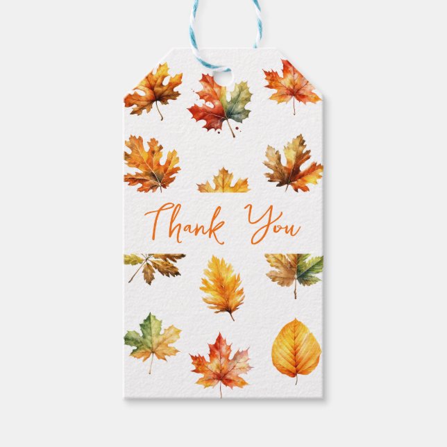 Varm Höst löv Tack favör Presentetikett (Framsidan)