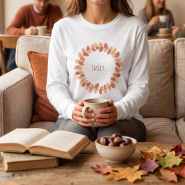 Varm Höstbladskrans Namndesign T Shirt