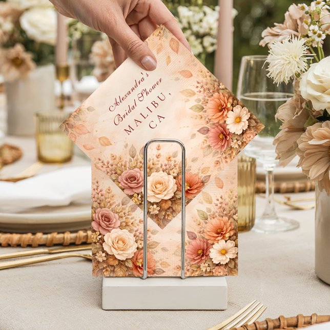 Varm höstblommig bröllopsdusch pappersservett (Skapare uppladdad)
