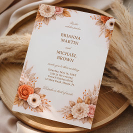 Varm höstblommig ram inbjudningar