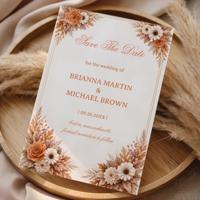 Varm höstblommig tillkännagivelse spara datumet (Skapare uppladdad)