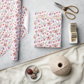 Varm Höstblommor Inpackning Presentpapper
