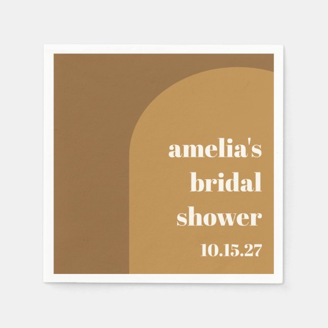 Varm höstbrun välvd anpassad retro bröllopsdusch pappersservett (Framsidan)