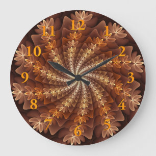 Varm hösten Färg, Modern Abstrakt Fractal Art Stor Klocka