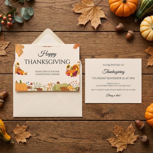 Varm höstskörd tackgivelsefest inbjudningar (Warm Autumn Harvest Thanksgiving Invitation)