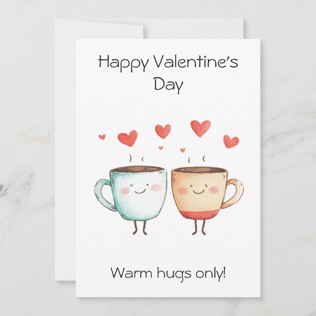 Varm hug bara! – Mysig och söt valentinehälsning Kort (Framsida)