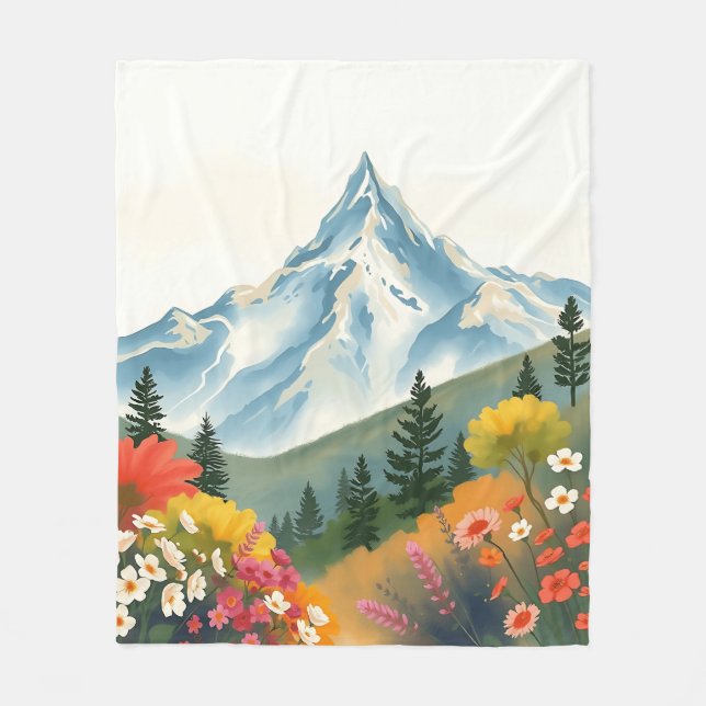 Varm impressionistisk bergslandskap fleecefilt (Framsidan)