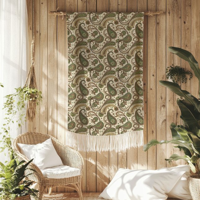 Varm jord-Toning Blanket med Paisley Swirls Fleecefilt (Warm Earth-Toned Blanket with Paisley Swirls)