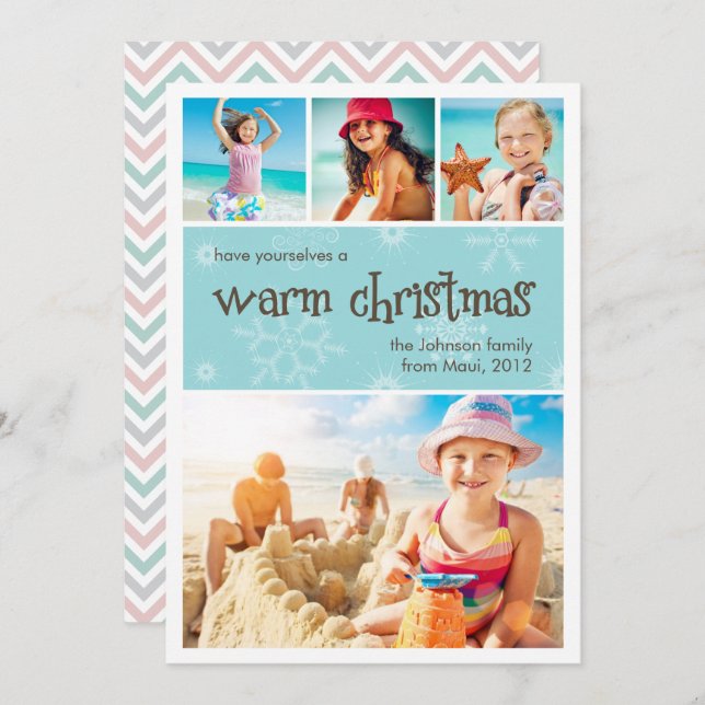 Varm jul 4-fotokort för Helgdag Julkort (Fram/baksida)