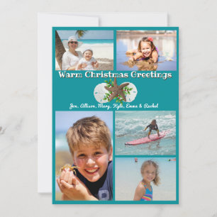 Varm jul - multifotofamilj med plat Hälsning Julkort