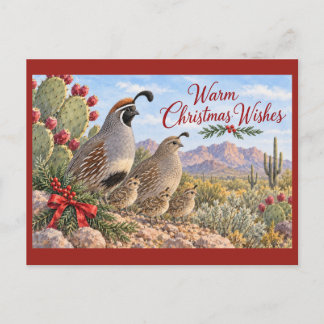 Varm julhälsning - Gambel Quail-familjen Vykort