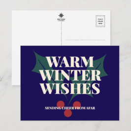 Varm julhälsning med typografi för julgran helg vykort