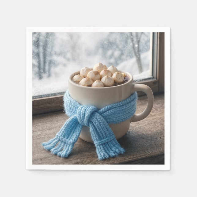 Varm kakao med vinterscarf pappersservett (Framsidan)